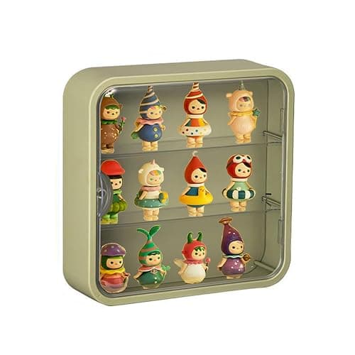 Clear Display Case for Figures, Wall-Mounted Doll Storage Box, Adjustable Display Stand with Door Dust and Moisture Proof Suitable for Lego Collectibles Action Figures Pop Mart (Green) - Image 1