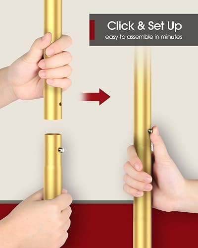 Sakugi Clothes Rack - Clothing Rack with Storage Mesh Shelf & Casters, Heavy-Duty Metal Clothing Rack for Hanging Clothes, Dresses, Coats, Large Load Capacity, Easy Assembly, Gold, 28.0"x16.9"x59.0" thumbnail 8