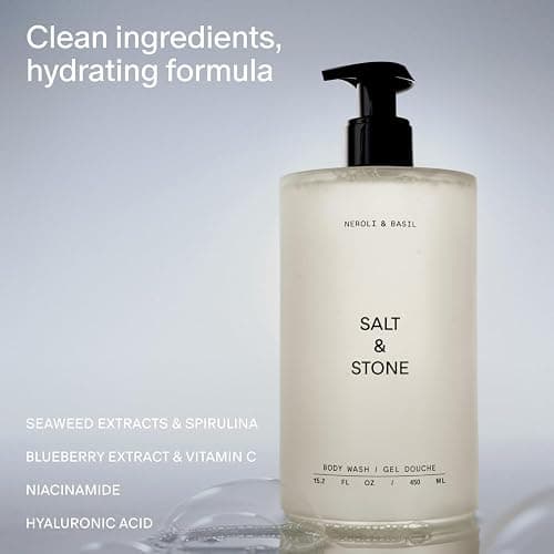 Salt & Stone Body Wash for Women & Men | Neroli & Basil | Hydrating Gel Cleanser | Clean & Soften Skin | Made with Niacinamide & Hyaluronic Acid | Free From Parabens, Sulfates & Phthalates 15.2 fl oz thumbnail 2