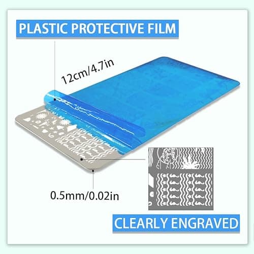 PH PandaHall 3pcs Ocean Life Nail Art Templates, Seaside Marine Life Nail Stamping Plate Beach Sea Shell Art Stencils Stainless Steel Image Plates for Women Summer Nail Design Print Manicure Salon thumbnail 2