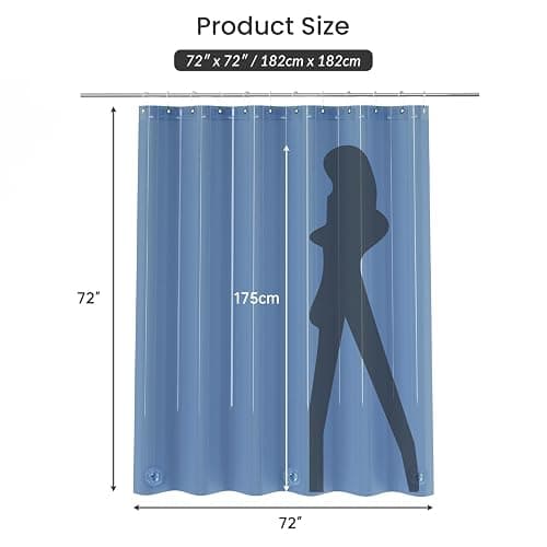 AmazerBath Premium EVA Shower Curtain Clear Blue, Luxury Shower Curtain Blue Jelly-Like Soft, Waterproof Bathroom Curtain with 3 Weighted Stones and 12 Grommets, Recyclable Packaging thumbnail 2