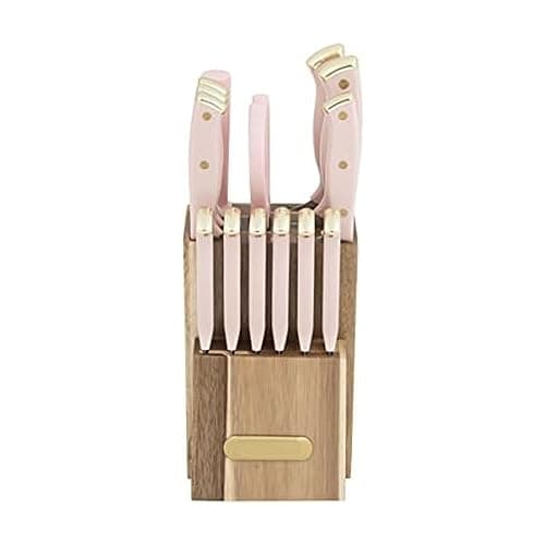 Farberware 15-Piece Knife Block Set with Black Soft-Grip Handles and Graphite Block - Kitchen Knife Set with Chef Knife, Steak Knives, Shears and Sharpening Steel - Image 1