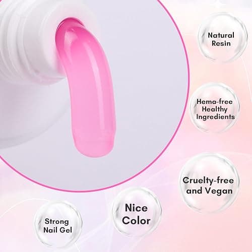 Makartt Poly Nail Gel: 50ML, Sheer Pink Color, Strong Builder for Extension Strengthener 3D Diy, Resistent Hard Gels for Nails Manicure Supplies Home Salon-Azalea thumbnail 5