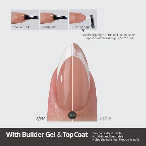BTArtboxnails XCOATTIPS French Tips Nails - Extra Short Square Nail Tips with Nail Gel, French Protecing Duo, Nail Lamp, All in One Soft Gel French Tip Press on Nails Gel Extension thumbnail 4