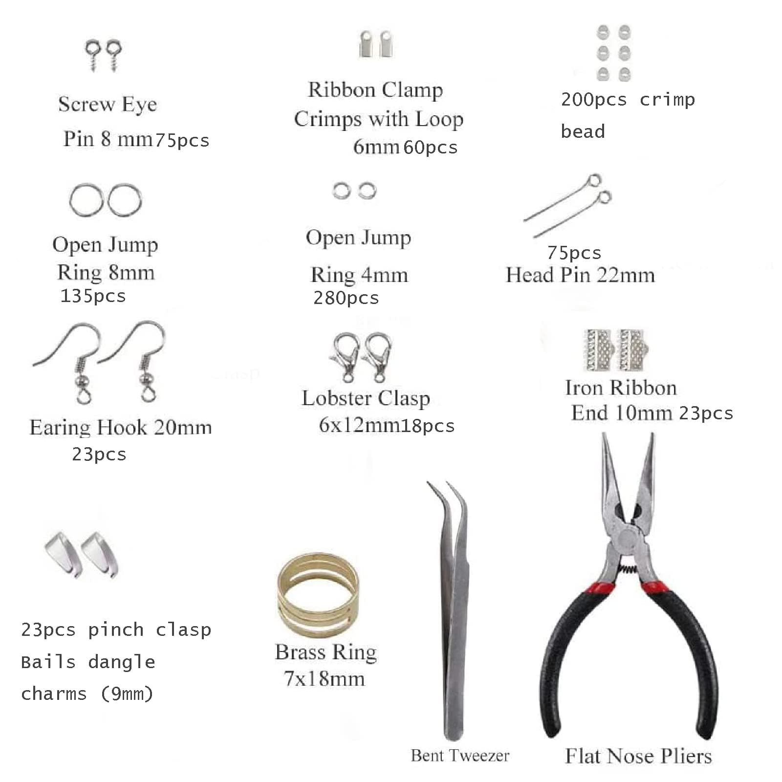 Naturezhen Jewelry Making and Repair Tools Kit, Bracelets Necklaces Accessories, Earring Making Kit, Craft Supplies with Pliers, Jewelry Findings Starter Kit (Silver) thumbnail 2