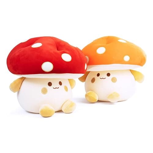 Nuokin Mushroom Plush Toys 12 inch Cute Stuffed Mushroom Pillow Stuffed Toy Birthday Present Home Decor Halloween for Kids (Red) thumbnail 6