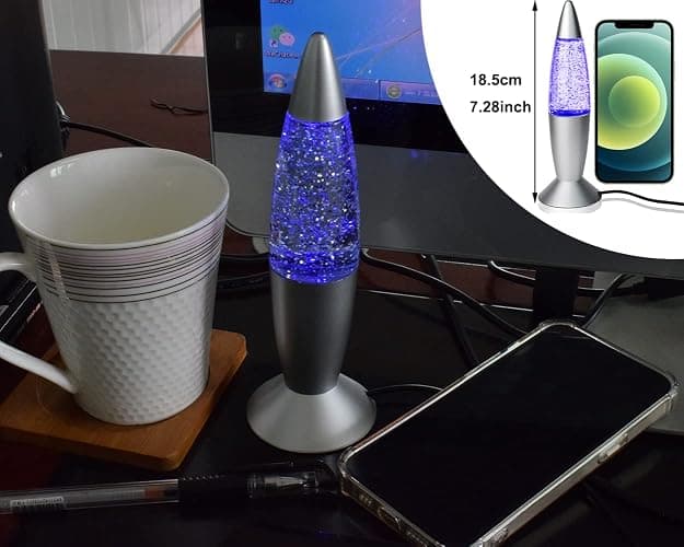 Cdycam Glitter Lamp LED Vintage Mini 7.28'' Night Light Lamp with USB Multi Color Changing Rocket Light for Kids Boys Girls Adult Bedroom (Light with Charging Plug) thumbnail 2