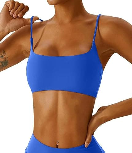 Comper Women's Sports Bra with Thin Straps Stretchy Wirefree Workout Bras Lightweight Workouts Bralette with Removable Pads thumbnail 4