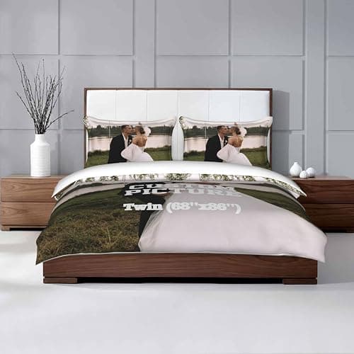Custom Comforter Set Twin Personalized Duvet Cover with Picture Text Logo Comforter Set with 2 Pillowcases (68''x86''/173x218cm) Black thumbnail 2