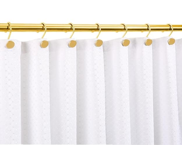 *BOUGHT* Gold Shower Curtain Hooks, Rustproof Shower Curtain Rings for Bathroom, Metal Shower Hooks for Shower Curtain Rod, Modern Decorative Shower Curtain Hangers Set of 12, Round Heavy Duty Design thumbnail 4