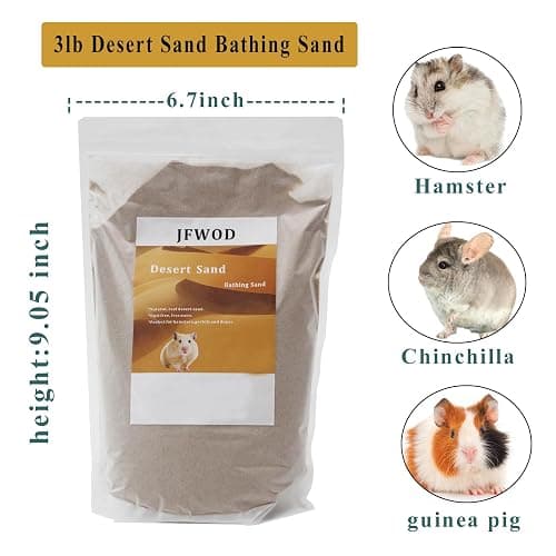 JFWOD Hamster Bath Sand, 3lb Dust Free Desert Sand or Potty Litter Sand for Hamster Chinchillas Gerbil Syrian Mice Small Animals(Beige) thumbnail 3