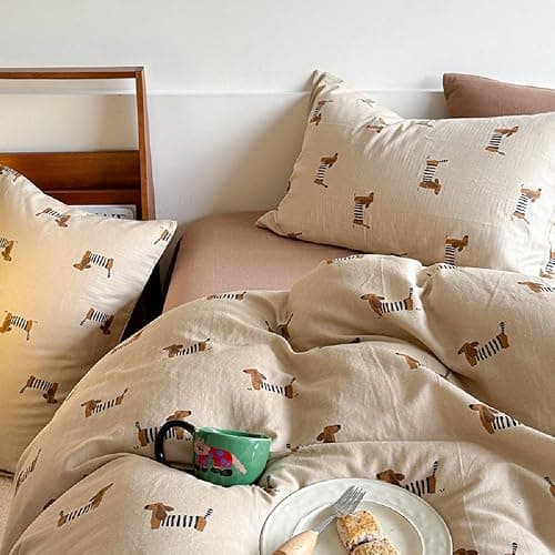 Lanqinglv Bettwäsche 135x200 cm Mädchen Dackel Hellbraun Braun Kinder Bettwäsche aus Microfaser, ÖKO-TEX Bettwäsche Set - Bettbezug mit Reißverschluss und 1 Kissenbezug 80x80 cm thumbnail 5