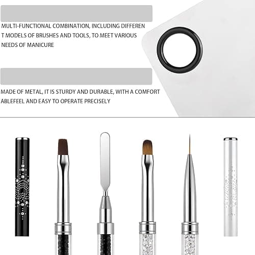 GEMSANVA Double Ended Nail Builder Gel Brush and Palette,French Gel Brush | Flat/Oval Nail Brushes,Liner Brush & Spatula,Nail Design Tools for Salon & DIY Use（3PCS） thumbnail 3