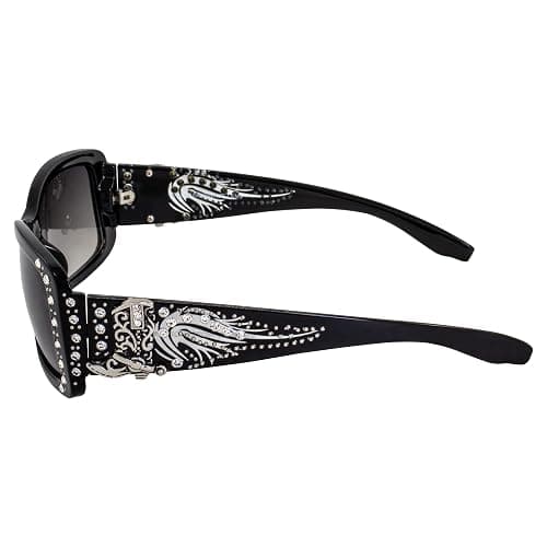 Rodeo Queen 2 Pairs of Fashion & Studded Sunglasses for Women Black Frame w/Metal Accent Piece Bling Rhinestones & Smoke Gradient Lenses thumbnail 3