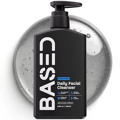 BASED Daily Facial Cleanser for Men - Deep Cleaning Formula with Bamboo Charcoal & Willow Bark - Removes Buildup Without Stripping - Clear Skin (6.8 Fl Oz Pack of 1) - Image 1