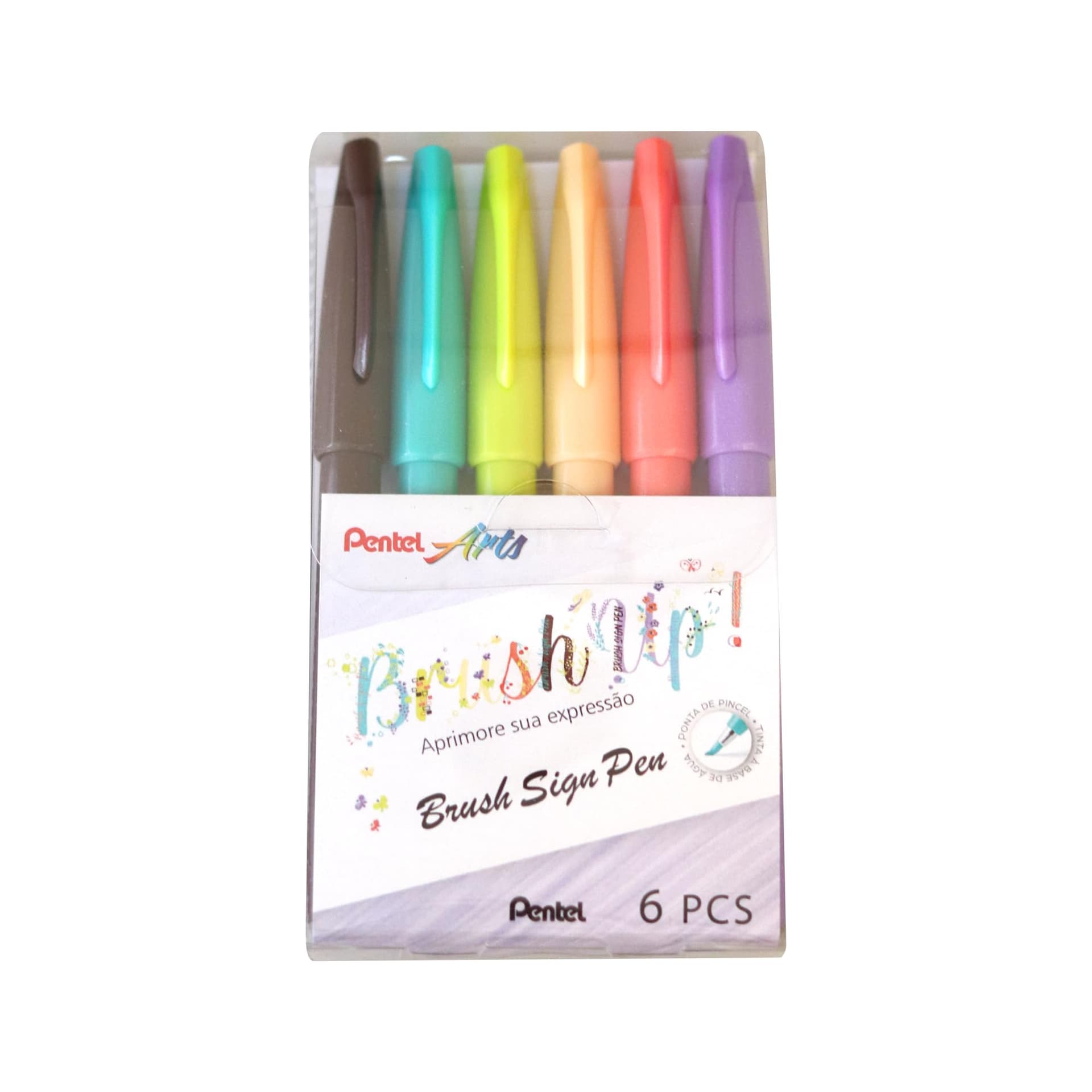 Pentel Kit Caneta Brush Sign Pen 6 Unidades KITBRUSH-6V - Image 1