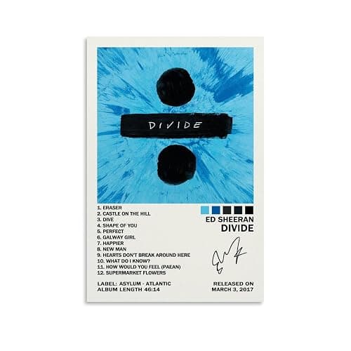 KUCOON Ed Sheeran Divide Album Cover Art Canvas 24x36inch(60x90cm) for Bedroom Decor - Image 1