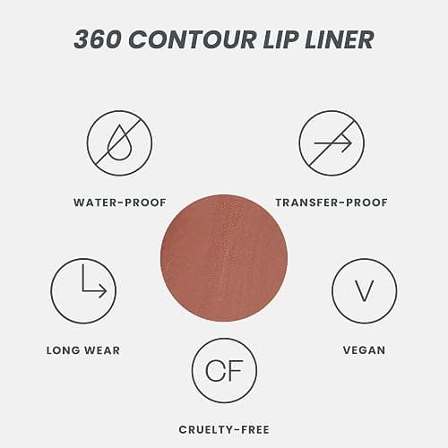 Wonderskin Lipliner Pencil - 360 Contour Lipliner, Long Lasting, Sharpenable, Waterproof and Transfer-Proof Brown Lip Liner Pencil (Saddle) thumbnail 5