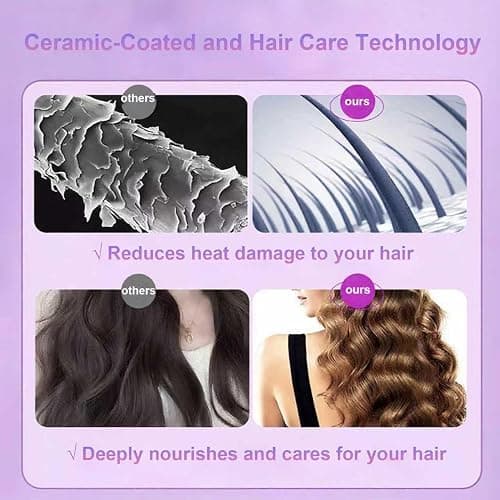 Professional Automatic Hair Curling Iron, 4 Temperature Settings, Ceramic Rotating Wand with Negative Ion Technology (Off-White) thumbnail 4