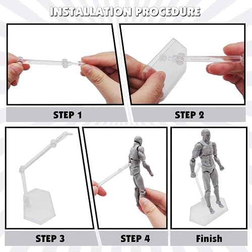 Haniforever Artists Manikin Art Mannequin Figures Supplies Drawing Tools,Small Drawing Figure Model for Sketching,Painting,Artist Male+Female Set(Grey) thumbnail 6