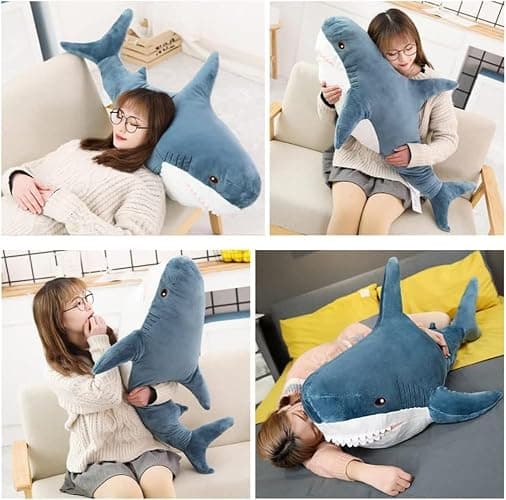 39.5-inch Plush Shark Toy Pillow, Giant Shark Stuffed Animal,Soft Shark Cushion Pillow Shark Plush Pillows,Chubby Stuffed Shark Toy - Children s Boys and Girls Room Decoration Bedtime Gift (Blue) thumbnail 5