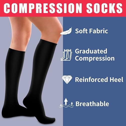 Laite Hebe 4 Pairs-Compression Socks for Women&Men Circulation-Best Support for Nurses,Running,Athletic thumbnail 5