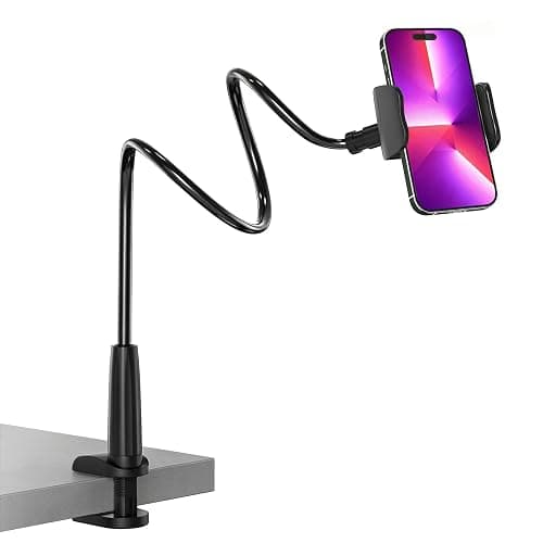 MAGIPEA Gooseneck Phone Holder for Bed, Flexible Overhead Cell Phone Mount for Desk Headboard Table, Hands-Free Viewing Clamp Stand, Gift for iPhone 17 16 15 Pro Max and 3.5-7" Devices - Image 1