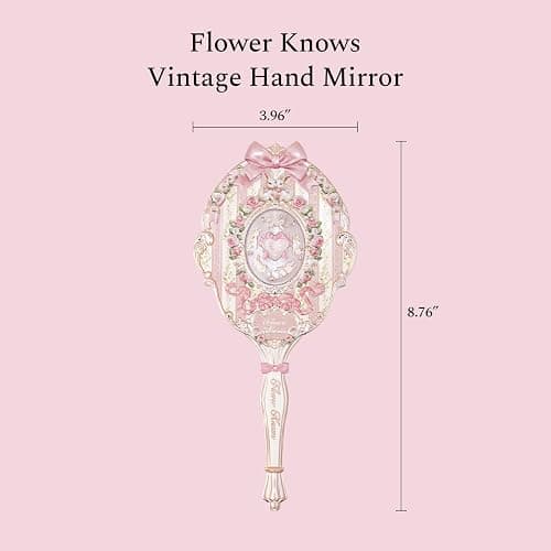 Flower Knows Bunny Garden Hand Mirror, Pink Decorative Makeup Mirror | Fairy-Tale Bunny & Rose Design, Easy-Grip Handle, Vanity Display, Touch-Ups & Gift-Ready Collectible Decor (Rosette Pink) thumbnail 3