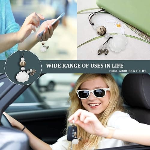 YOLUFER Cell Phone Strap Jade Lotus Flower Charm Beads Cell Phone Strap Hanging Lucky Charm Afghan White Jade Lotus Decoration Portable Hanging Lanyard for Men Women Outdoor Work thumbnail 7