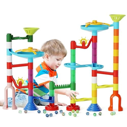 Marble Run Toy, 110pcs Marble Maze Kit STEM Educational Learning Toy for Kids, Mable Race Construction Railway Building Blocks with 60 Marbles Birthday Gift for Boys Girls 3 4 5 6 7 8 + Years Old - Image 1