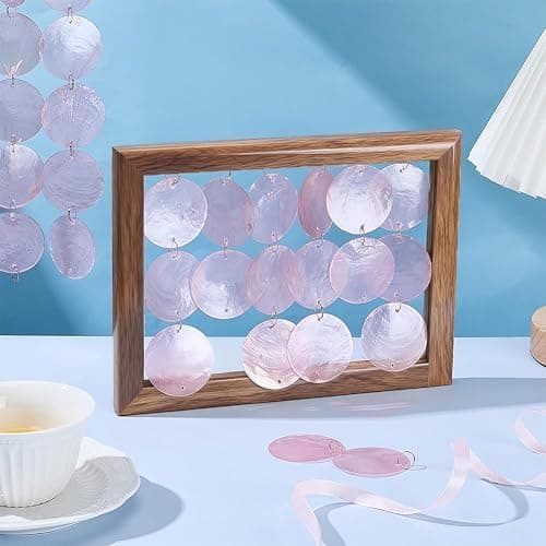 PH PandaHall 2 Strands Round Natural Shell Chains, Craft Shell Hot Pink Shells Natural Sea Shell Garlands for Wind Chimes Door Curtain DIY Crafts Coastal Wedding Christmas Decoration thumbnail 2