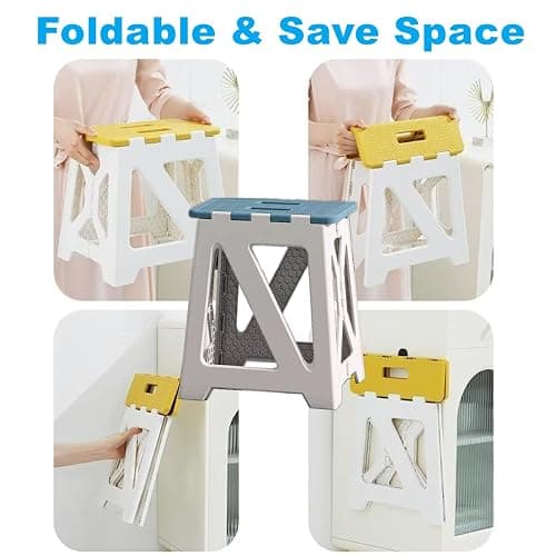 GOYUWEN Foldable Bath Shower Safety Chair Seat Grey, Foldable and Anti-Slip Bench Bathtub Stool for Elderly or Seniors (Foldable ShowerChair 15.7" H Grey, Seat Size 12.4" x 8.3“ thumbnail 6
