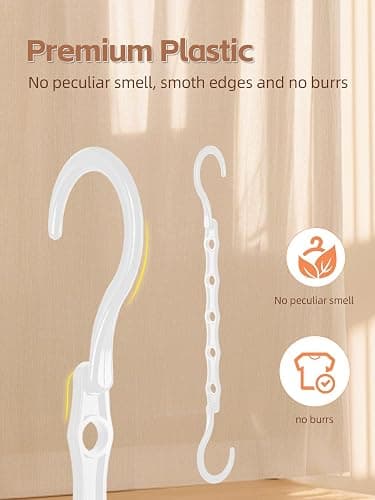 HOUSE DAY Space Saving Hangers, 10 Pack, Closet Organizer and Storage, Cascading & Reinforced Hanger Hooks, Space Saver Hanger Organizer, Dorm Room Essentials for Closet Organization - White thumbnail 7