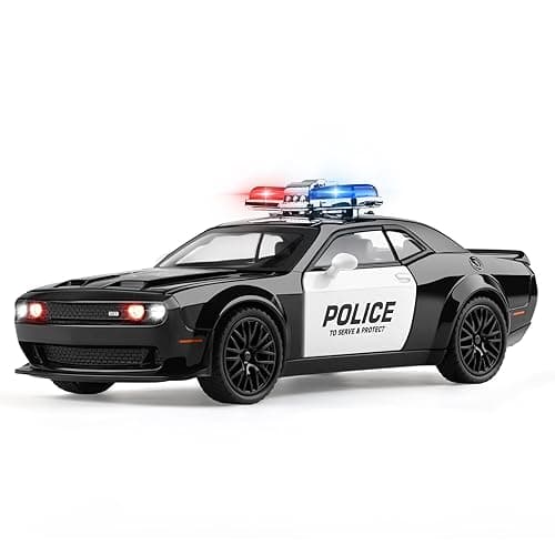 SASBSC Toy Cars Police Car Toy for Boys Age 3-12 1:32 Diecast Metal Police Cars for Kids with Light and Sound Pull Back Car for 3+ Year Old Boys Birthday - Police 1:32