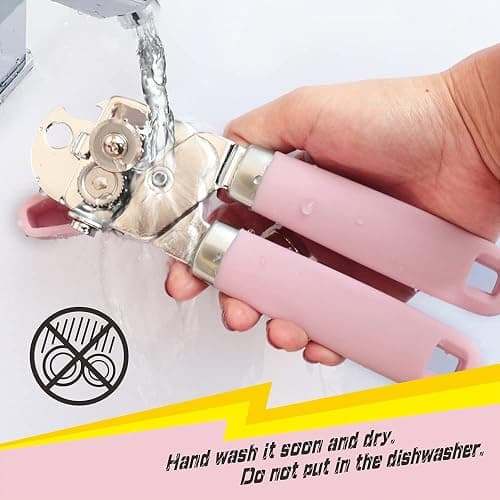 PrinChef Can Opener Manual, Can Tin Bottle Opener with Magnet - No-Trouble-Lid-Lift, Handheld Can Opener Smooth Edge with Sharp Blade, Heavy Duty and Easy to Use, for Seniors with Arthritis, Pink thumbnail 5