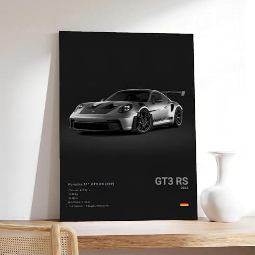 Morden Super Car 911 GT3 RS Poster for Men Cave Boys Room Canvas Racing Wall Art Perfect for Home Decor Office Dorm Decoration Birthday Party Gifts Frame-style 08x12inch(20x30cm) thumbnail 7