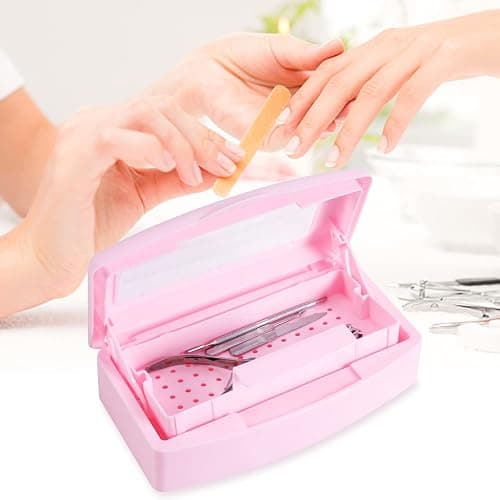 Machine-Ya Plastic Sterilizing Tray,Sterilization Box,Nail Art Tool Sterilizer Tray, Sterilizer Tray Box Nail Art Salon Sterilizing Too（Pink） - pink thumbnail 2