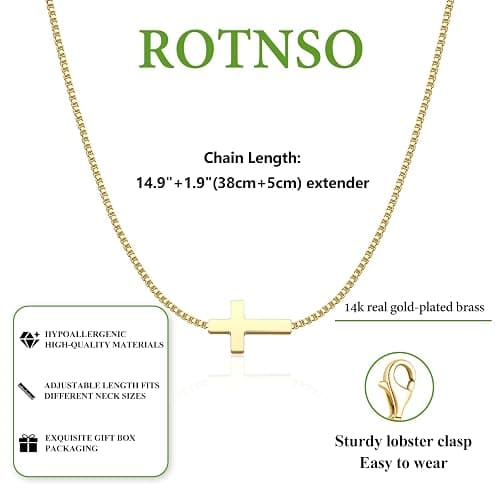 Rotnso Cross Necklace for Women 14K Gold Silver Plated Dainty Small Cross Pendant Choker Simple Trendy Cute Cross Charm Chain Necklace Easter Basket Stuffers Baptism Religious Faith Jewelry Gift thumbnail 5