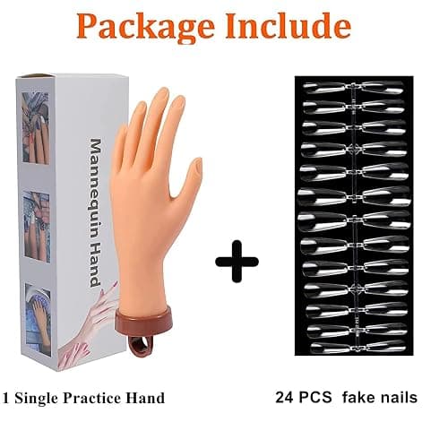Nail Practice Hand for Acrylic Nails, Mannequin Hands for Nails Practice, Flexible Fake Hands to Practice Fake Nails Bendable Fake Hand Manicure Practice Hands Nail Art Training Hand 1Pc thumbnail 6