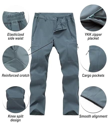 Gash Hao Mens Waterproof Ski Snow Pants Hiking Softshell Cargo Fleece Lined Warm Insulated Outdoor Fishing Pants thumbnail 5