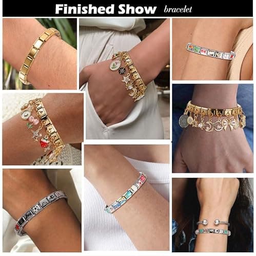 papasgix Italian Charm Bracelet Charms Set Charms Brascelets 9mm Assorted Italian Charms Bracelet Links Handmade DIY Jewelry Gifts(Gold Red) thumbnail 4