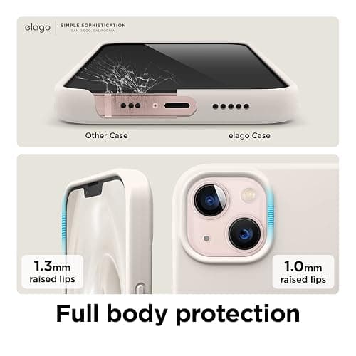 elago Compatible with iPhone 13 Case, Liquid Silicone Case, Full Body Screen Camera Protective Cover, Shockproof, Slim Phone Case, Anti-Scratch Soft Microfiber Lining, 6.1 inch (Stone) thumbnail 4