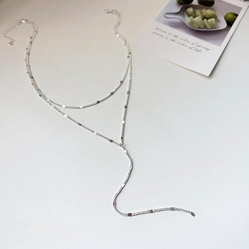 LULII Lariat Gold Necklace for Women Trendy Dainty 14k Gold Plated/Silver Layered Chain Drop Necklaces Y-Shaped Necklace Jewelry for Women Gifts thumbnail 7