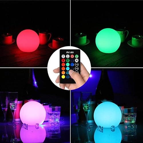 Mr.Go 6-inch RGB Color-Changing LED Globe Orb Light w/Remote, Mood Lamp Kids Night Light, 16 Dimmable Colors & 4 Modes, Battery & AC Adapter Power, Home Bedroom Patio Pool Decorative Lighting thumbnail 3