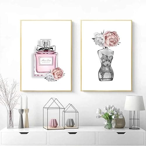 YQHWLKJ Fashionable Modern Rose Perfume Bottle Wall Painting Home Decoration Canvas Painting Poster No Frame thumbnail 4