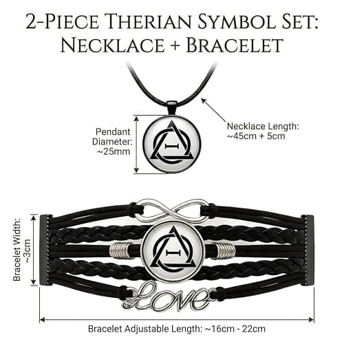 GNAYOAHLI Therian, Therian Stuff, Therian Necklace—Bracelets: Unique Animal Spirit Logo Pendant and Adjustable Handmade Leather Band, Gift for Therians and Animal Lovers thumbnail 2