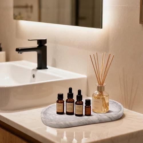 YKAJO Marble Tray 11.6"x5.9" White Gray Vanity Decorative for Countertop Catchall for Perfume Candles Jewelry Dish Perfume Trays for Vanity Bathroom Decorative Tray for Kitchen Counter thumbnail 5