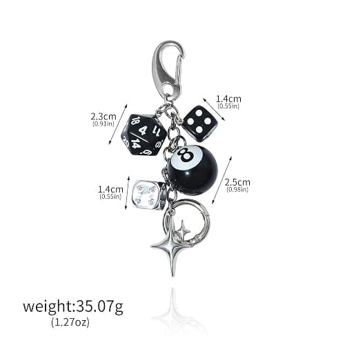 SORGERLY 8 Ball Dice Charm Keychain - Cute Bag Purse Handbag Accessories - Y2K Aesthetic Key Chain for Women Men thumbnail 6