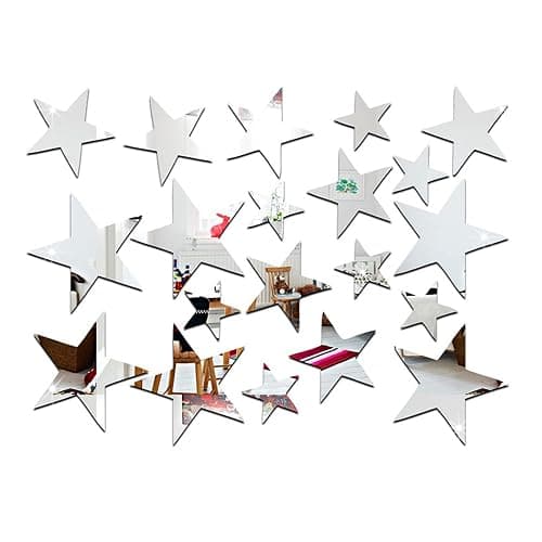 20 Stück 3D Acryl Sterne Abziehbilder Spiegel Wandaufkleber Wandtatto Effekt Aufkleber Sofa Hintergrund Wanddeko TV für Schlafzimmer Wohnzimmer Badezimmer Kinderzimmer Dicke 1mm - Image 1