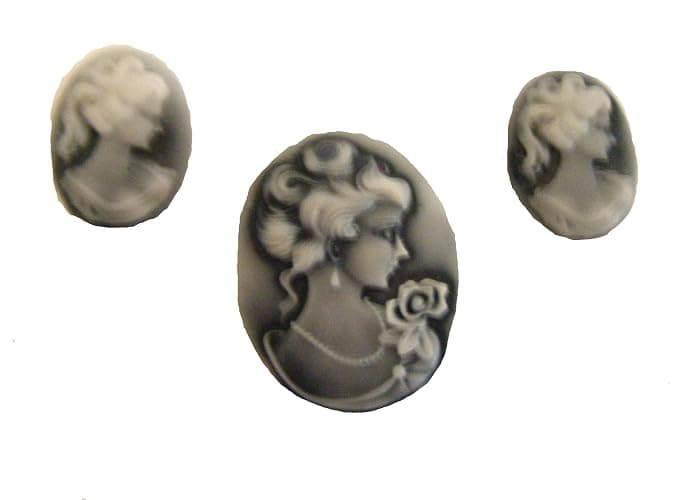 Cabochon, The Lady Victorian Retro Resin Cameo Cabochon Flat Back 40x30mm + 2 x 25x18mm - Image 1